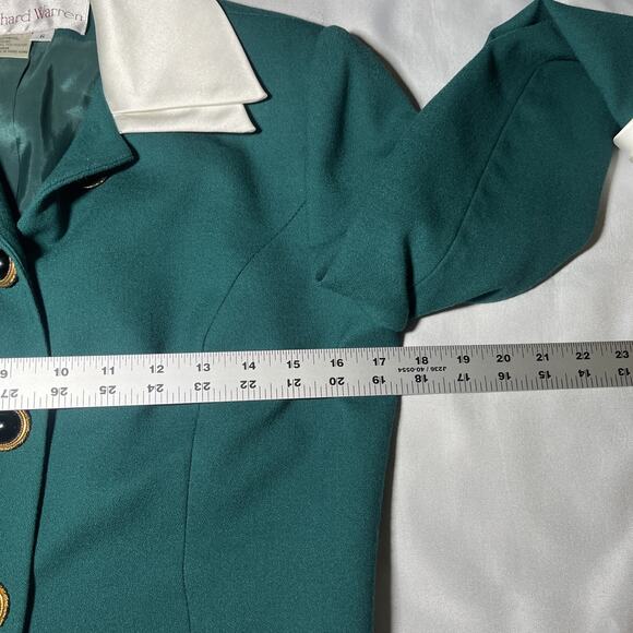 Vintage Richard Warren Sheath Dress w/ Blazer Sz 6 Green White 100% Wool Career - Picture 6 of 10